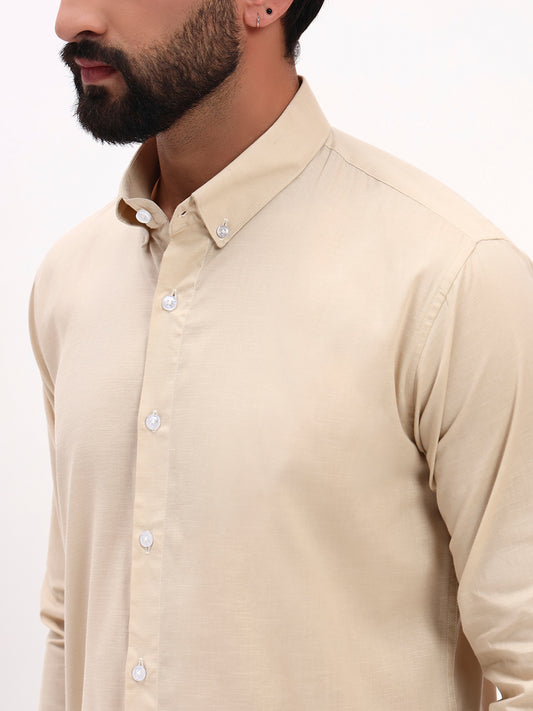 BEIGE LINEN COTTON SHIRT