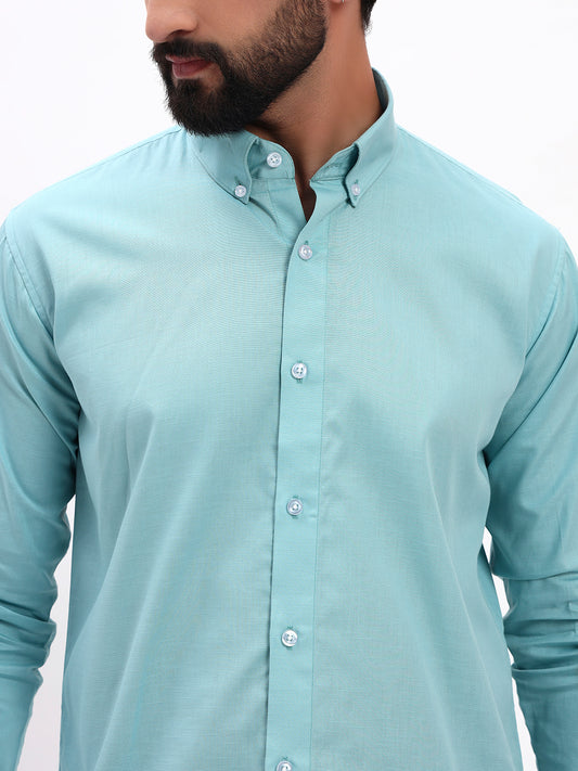 AQUA BLUE LINEN COTTON SHIRT