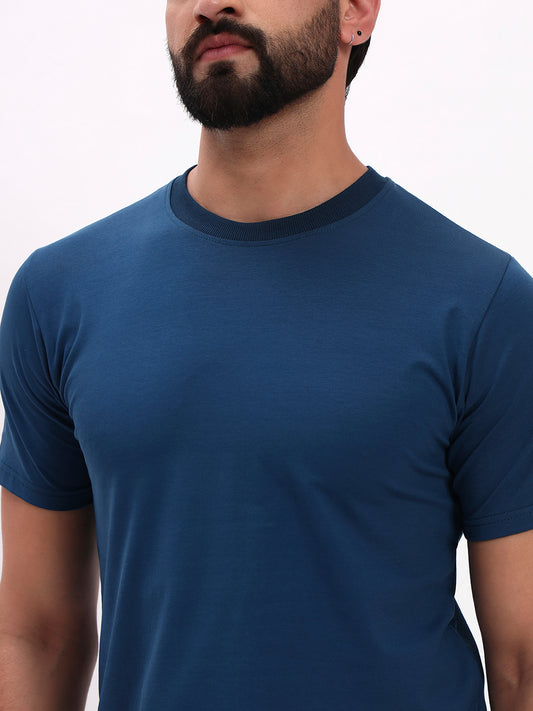TEAL BLUE SOLID T-SHIRT