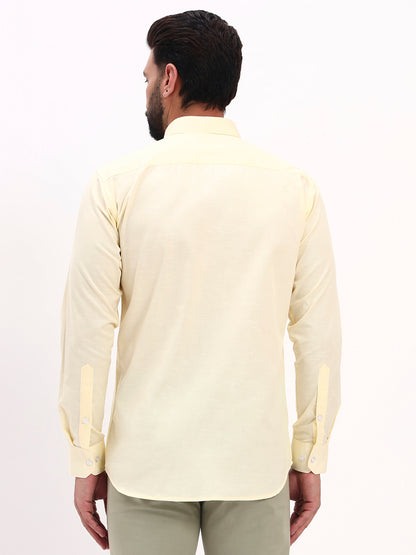 LIGHT YELLOW LINEN COTTON SHIRT