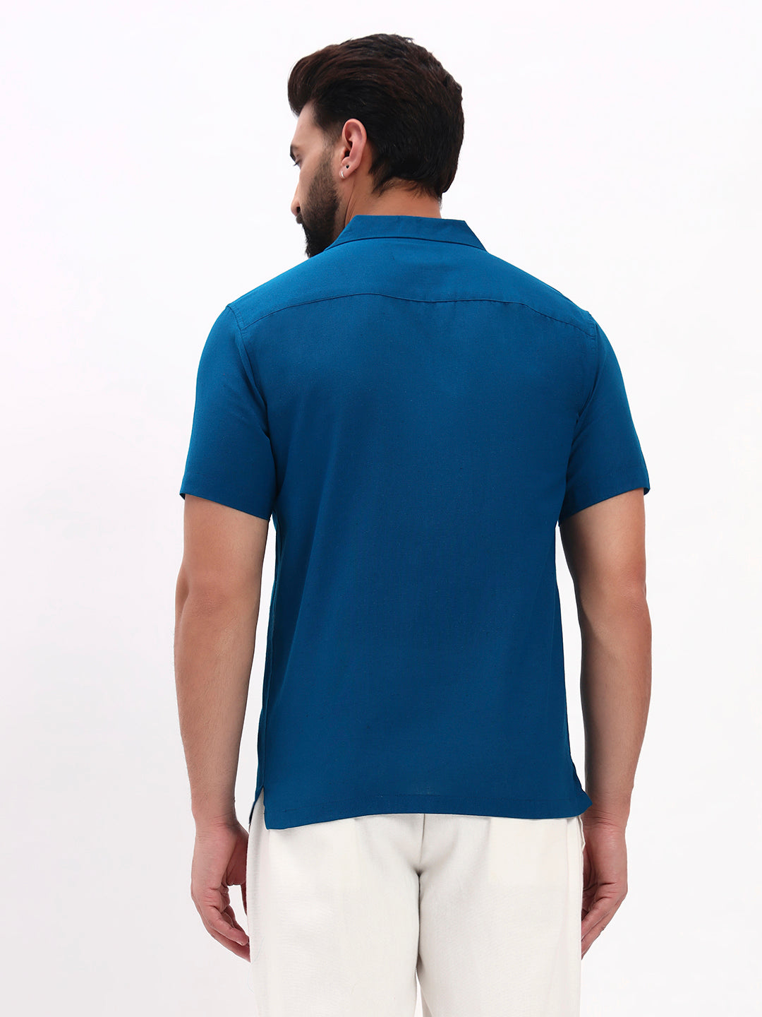 BLUE FLORAL EMBROIDERED SHIRT