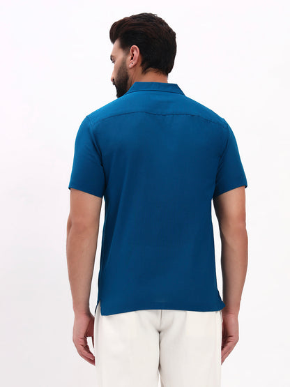 BLUE FLORAL EMBROIDERED SHIRT