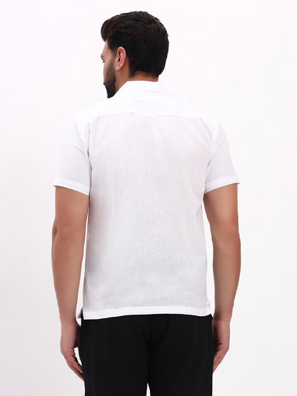 WHITE FLORAL EMBROIDERED SHIRT