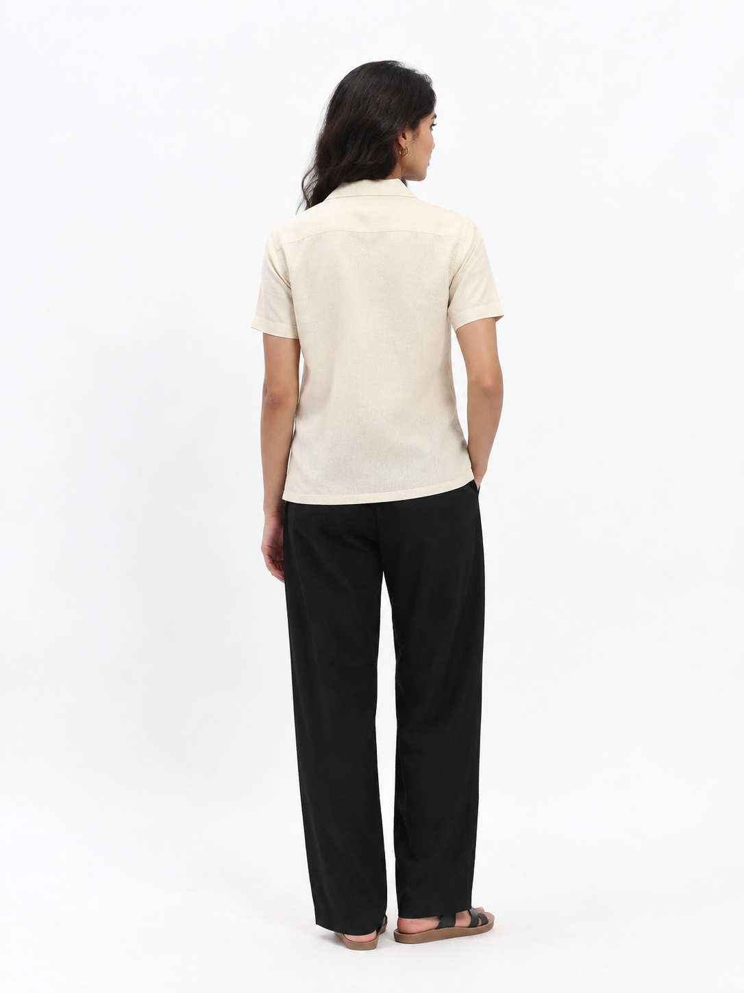 WOMEN'S BEIGE FLORAL OVERSIZED EMBROIDERED SHIRT