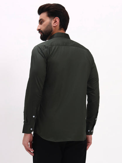 DARK OLIVE GREEN SATIN SHIRT