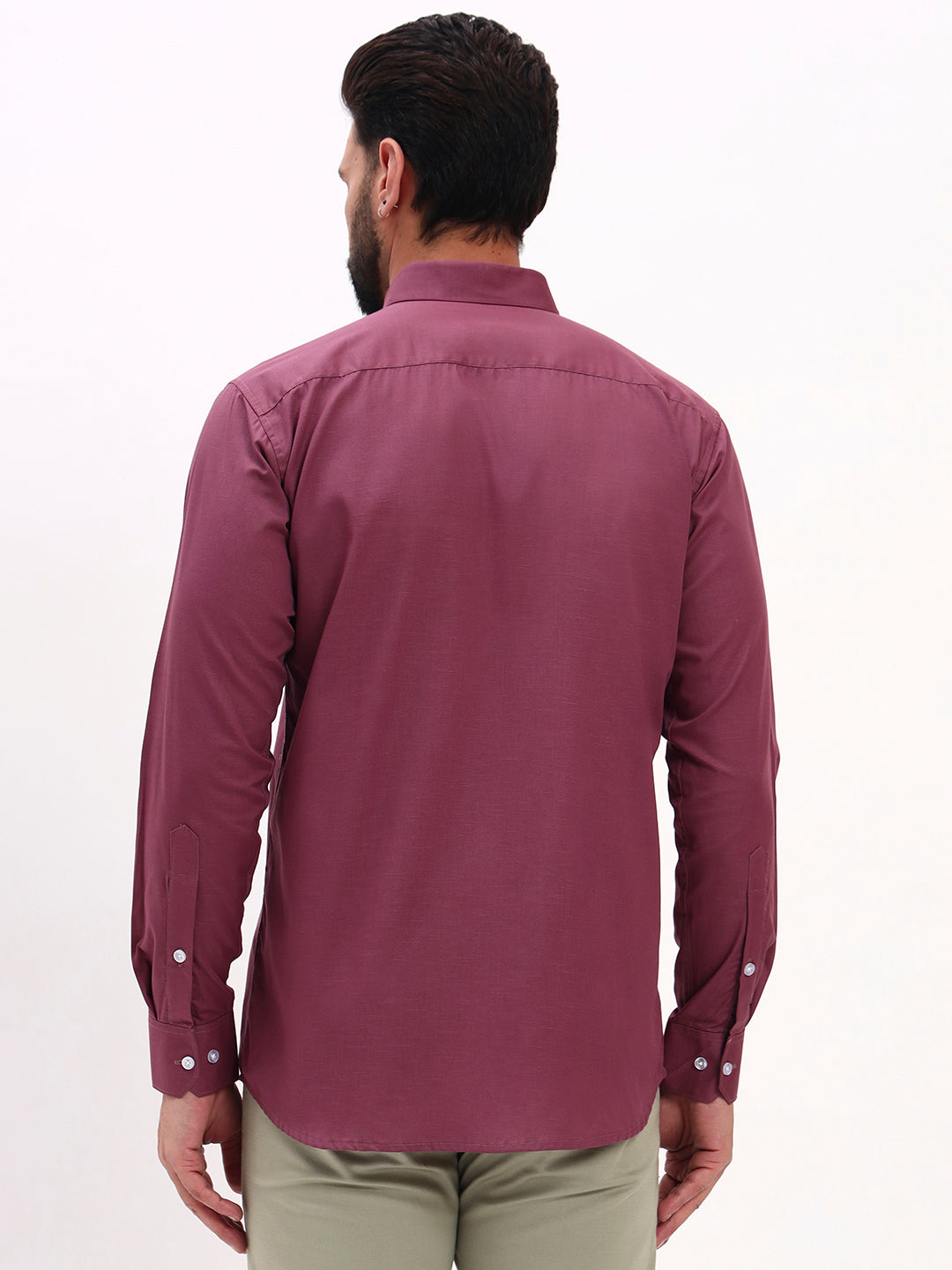 WINE LINEN COTTON SHIRT