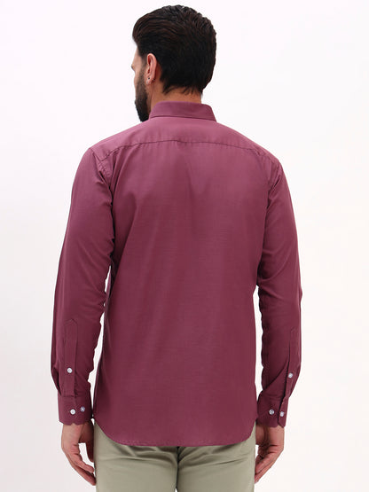 WINE LINEN COTTON SHIRT