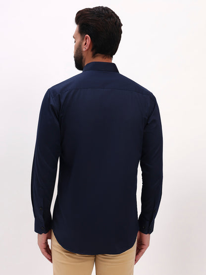 NAVY BLUE SATIN SHIRT