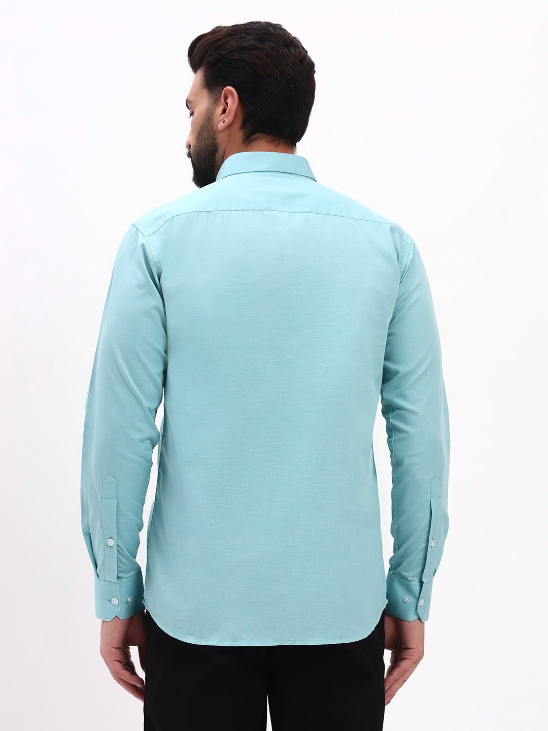 AQUA BLUE LINEN COTTON SHIRT