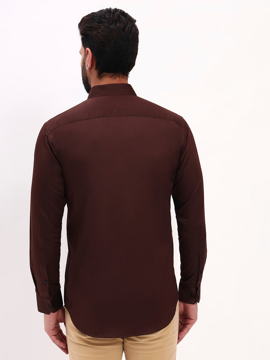 DARK BROWN SATIN SHIRT
