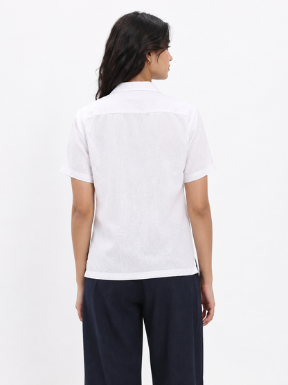 WOMEN'S WHITE FLORAL OVERSIZED EMBROIDERED SHIRT