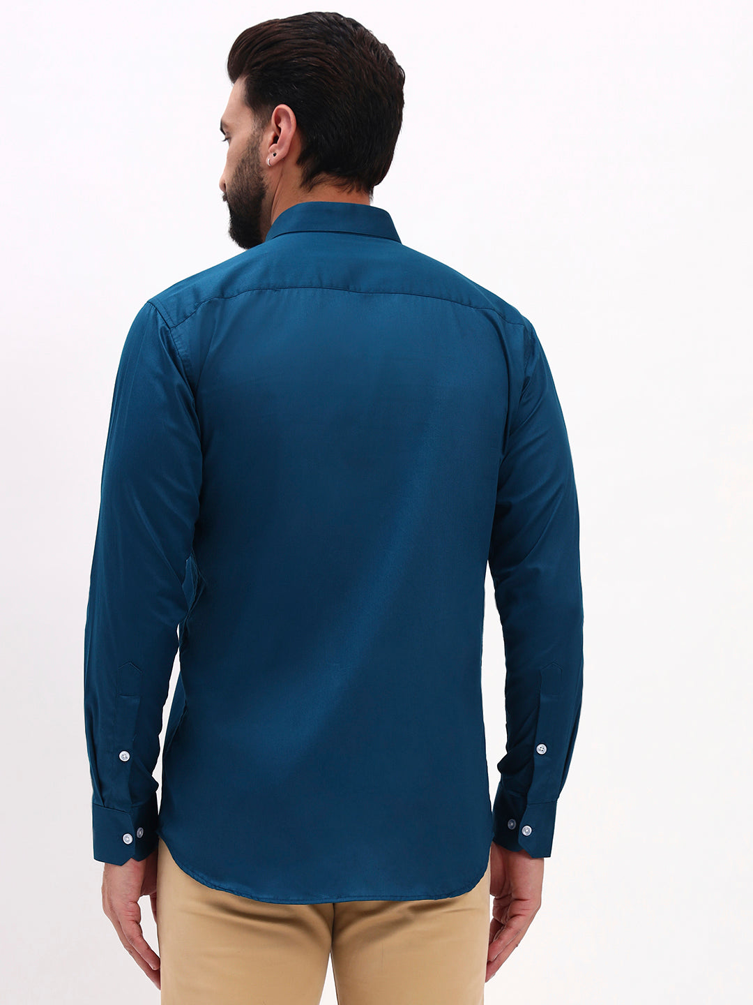 TEAL BLUE SATIN SHIRT