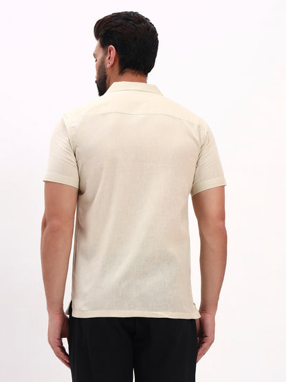 BEIGE FLORAL EMBROIDERED SHIRT