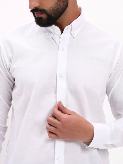 WHITE LINEN COTTON SHIRT
