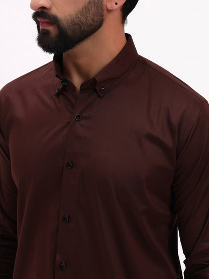 DARK BROWN SATIN SHIRT