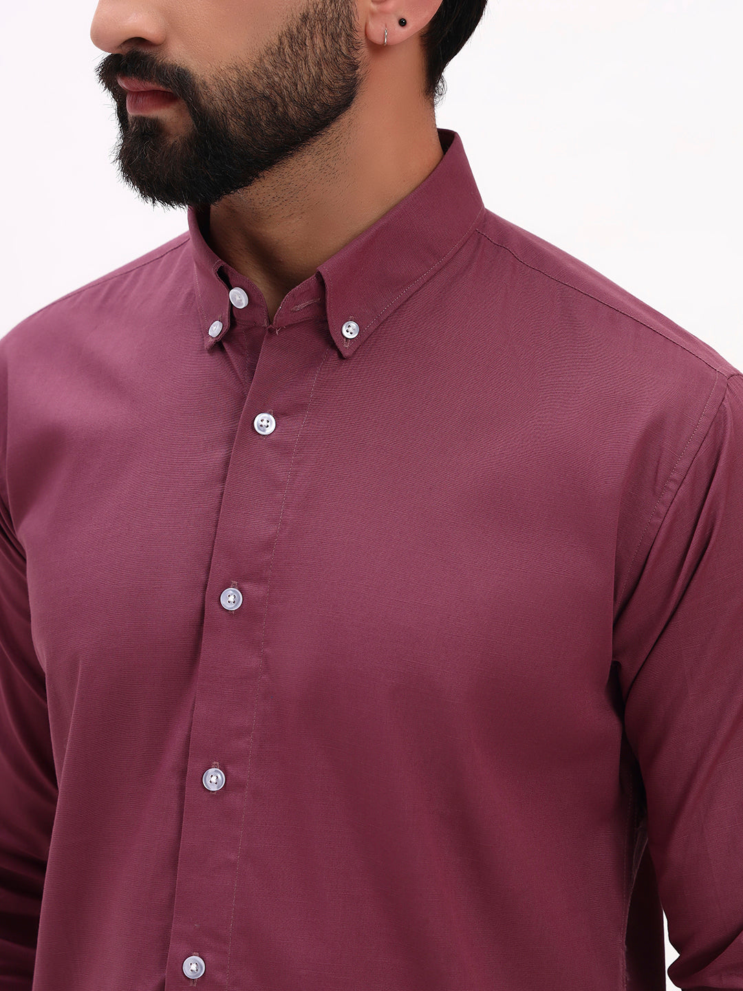 WINE LINEN COTTON SHIRT