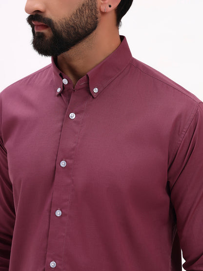 WINE LINEN COTTON SHIRT