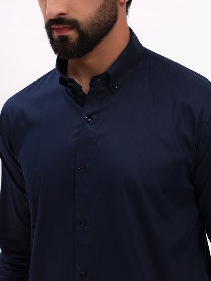 NAVY BLUE SATIN SHIRT