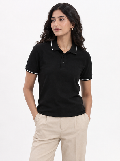 WOMEN'S BLACK POLO SHIRT