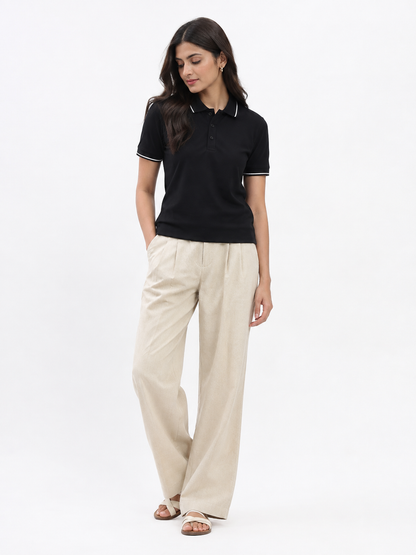 WOMEN'S BLACK POLO SHIRT