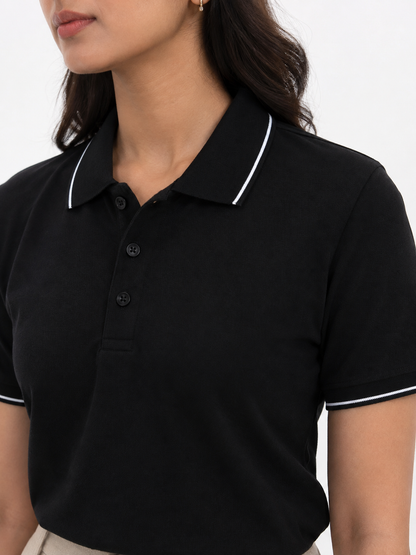 WOMEN'S BLACK POLO SHIRT