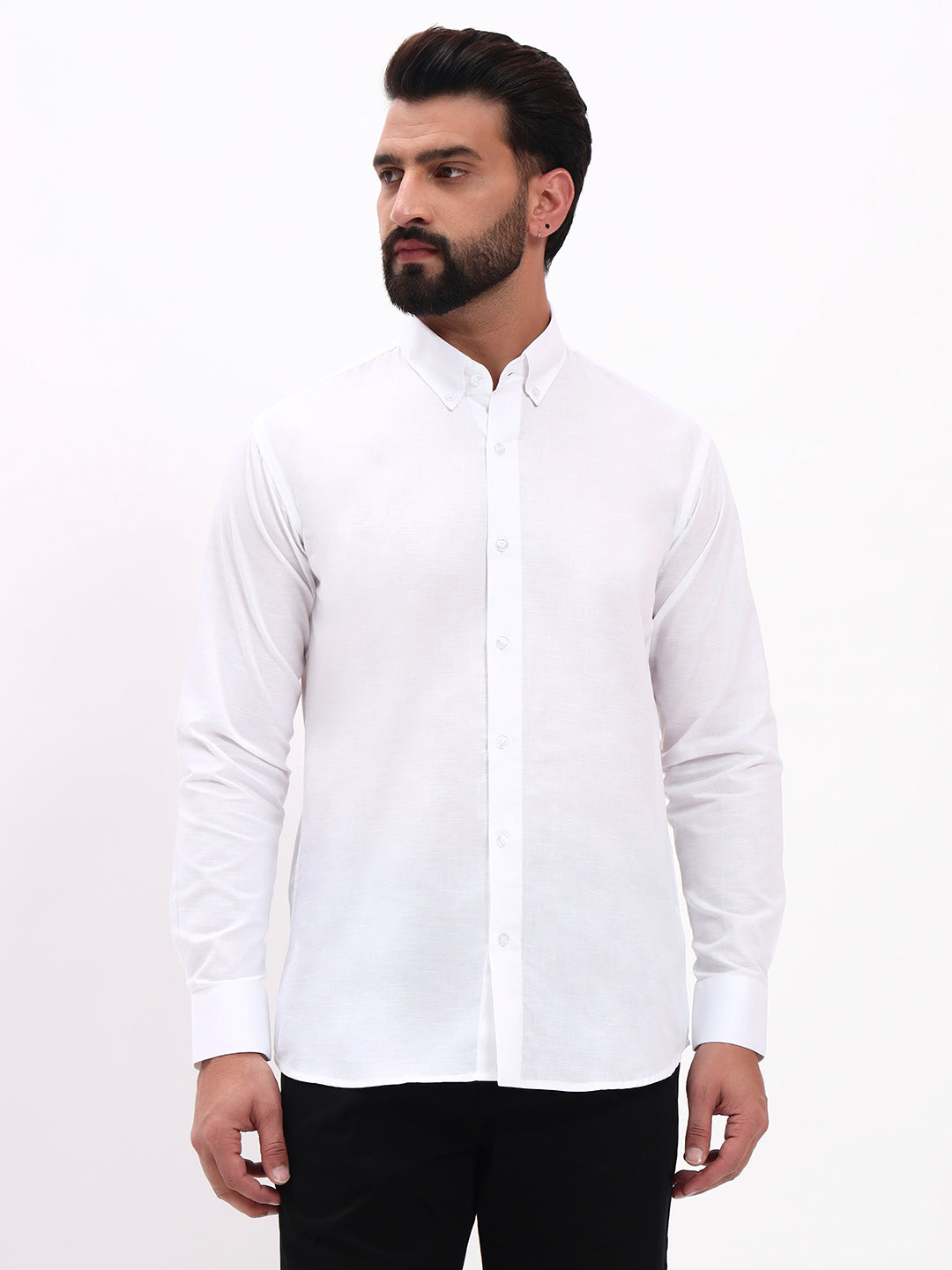 WHITE LINEN COTTON SHIRT