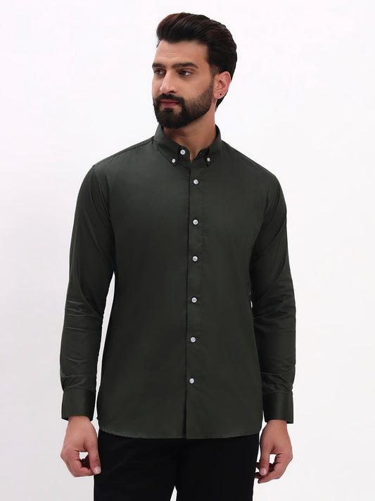 DARK OLIVE GREEN SATIN SHIRT