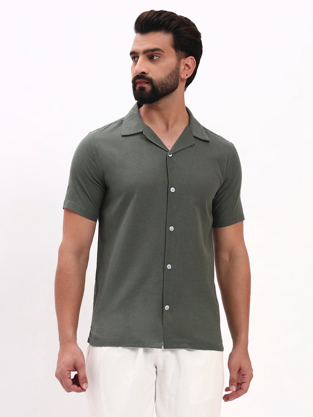 OLIVE BACK PRINTED SHIRT