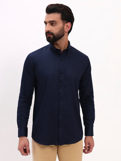 NAVY BLUE SATIN SHIRT