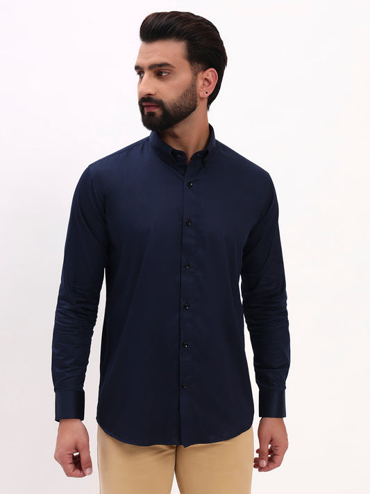NAVY BLUE SATIN SHIRT