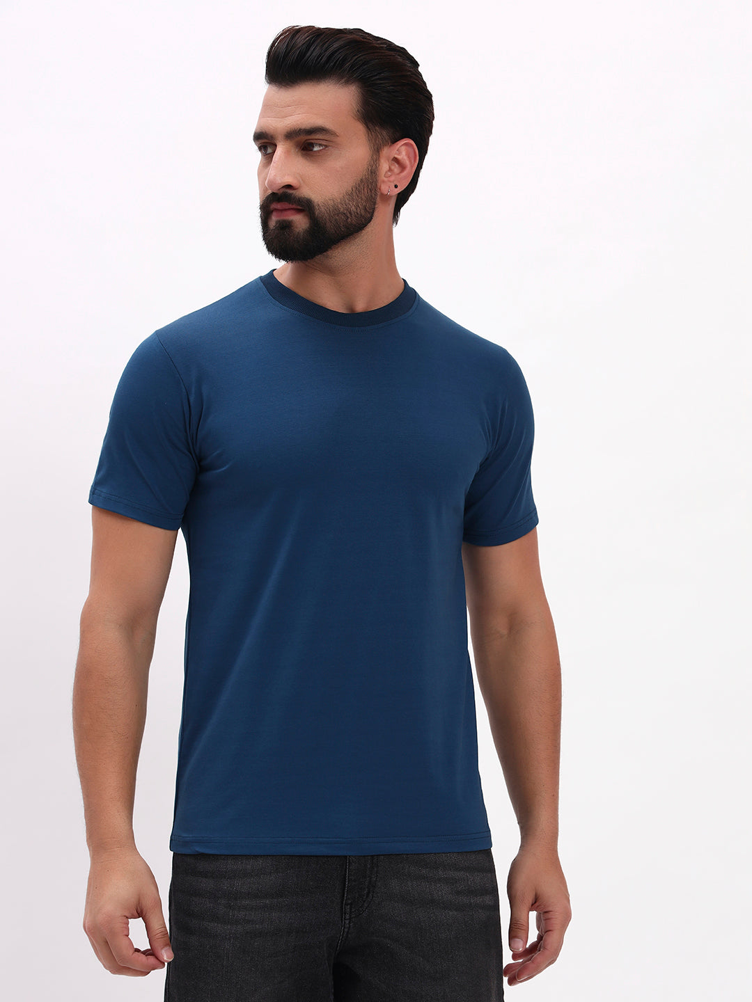 TEAL BLUE SOLID T-SHIRT
