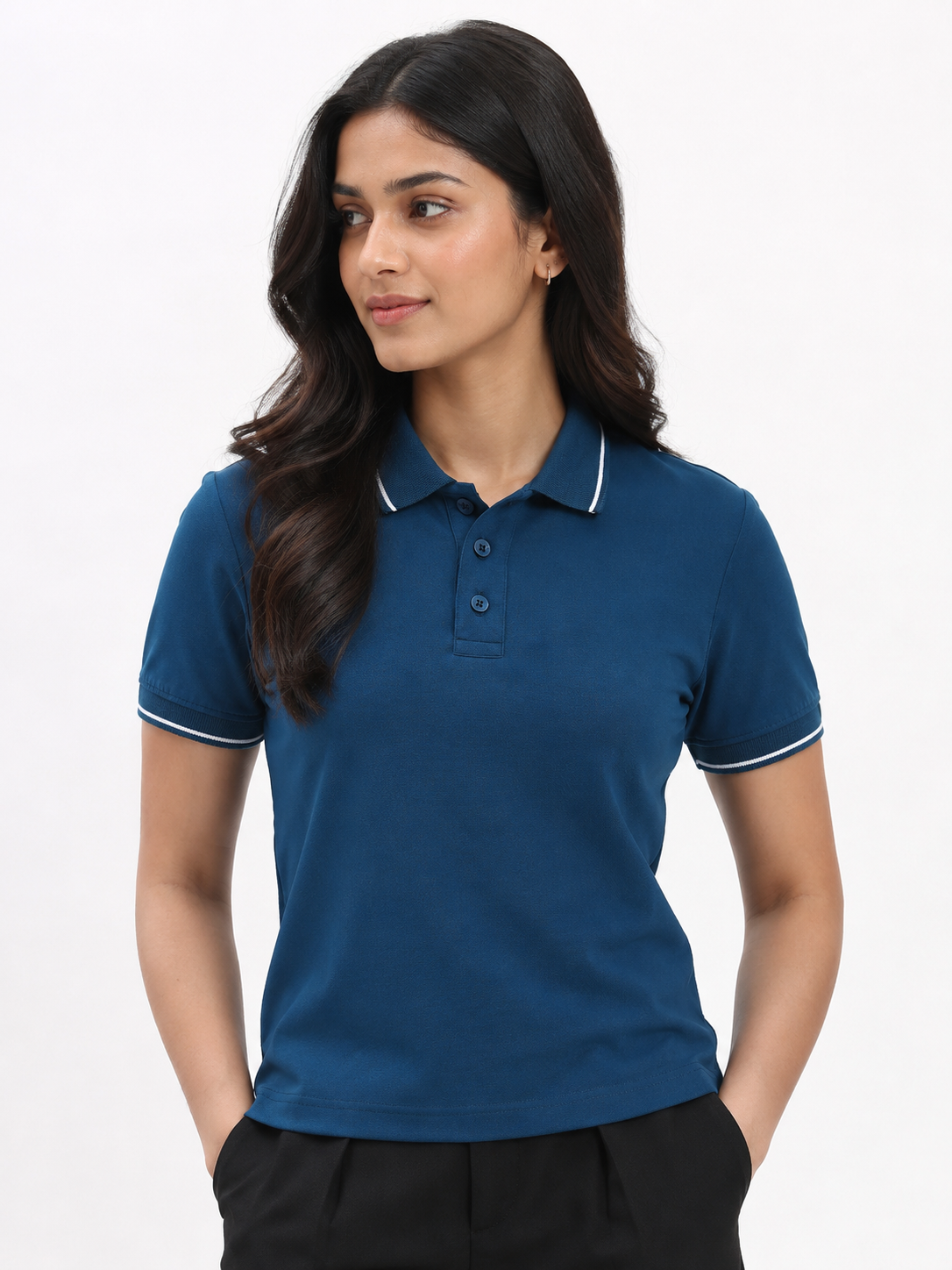 WOMEN'S TEAL BLUE POLO SHIRT