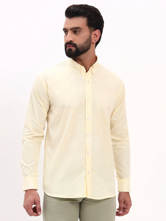LIGHT YELLOW LINEN COTTON SHIRT