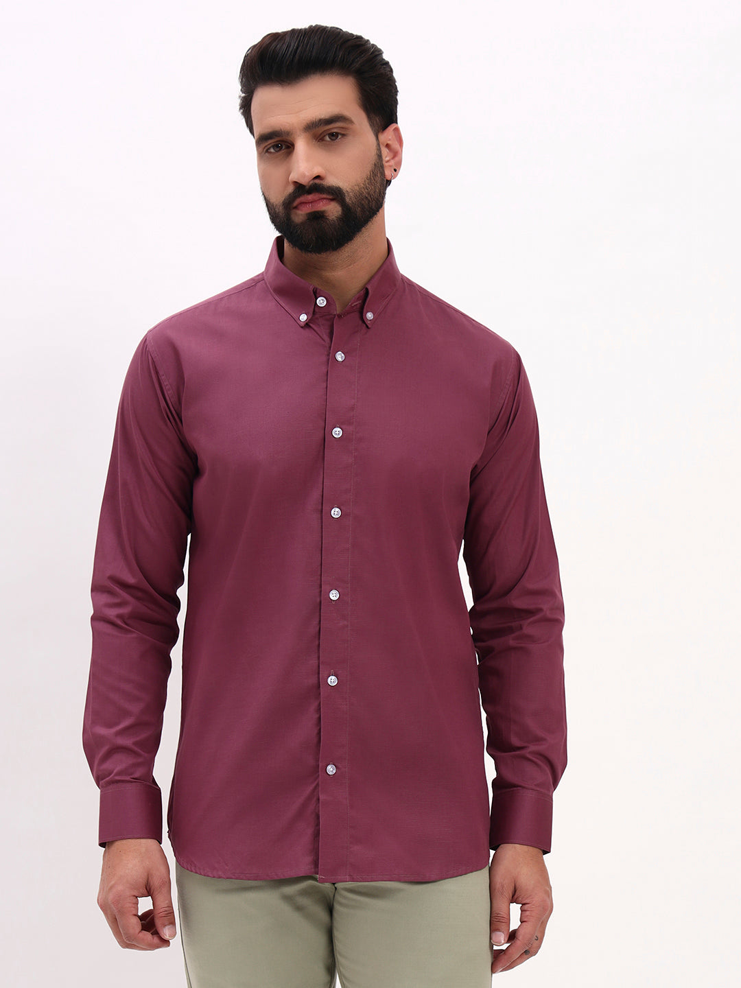 WINE LINEN COTTON SHIRT