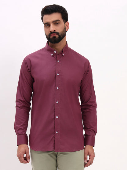 WINE LINEN COTTON SHIRT