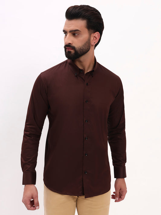 DARK BROWN SATIN SHIRT