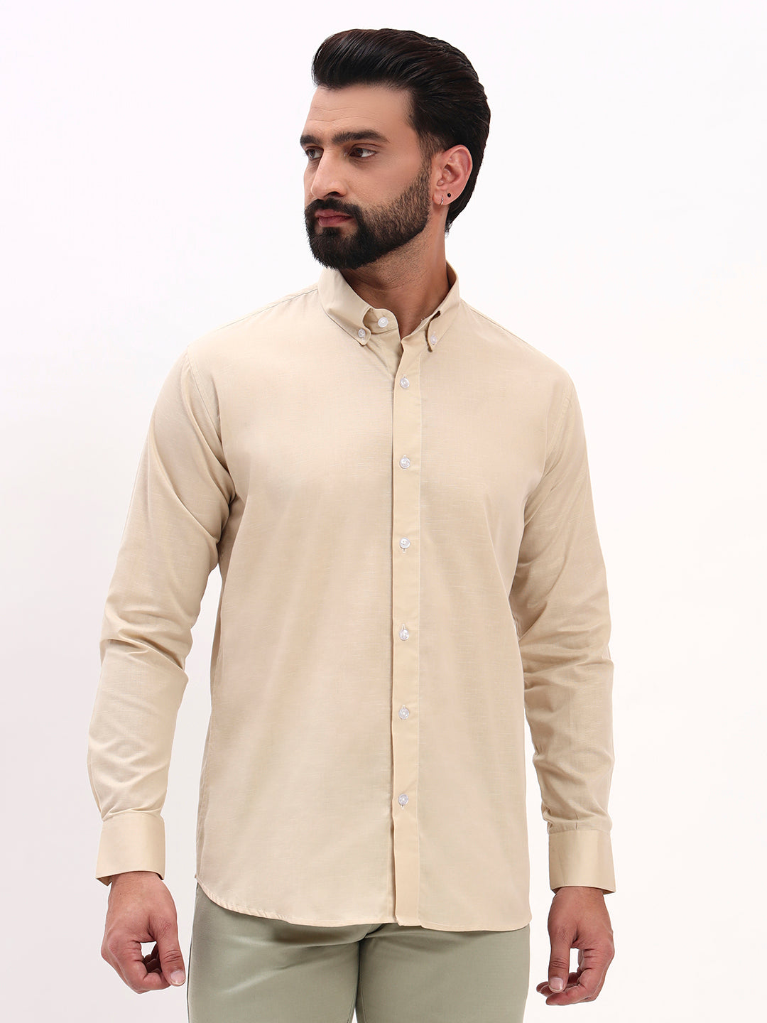 BEIGE LINEN COTTON SHIRT