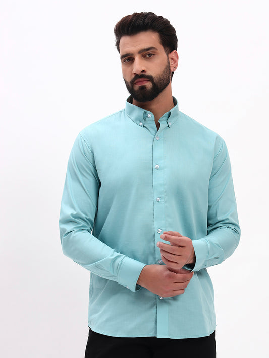 AQUA BLUE LINEN COTTON SHIRT