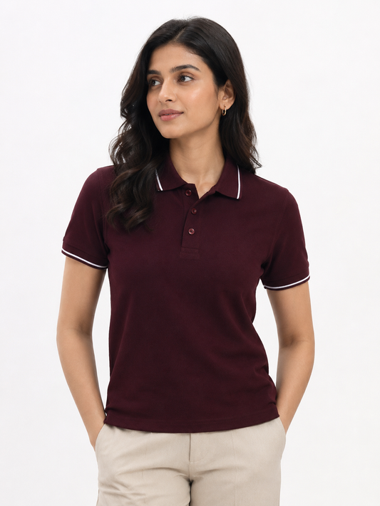 WOMEN'S BURGUNDY POLO SHIRT