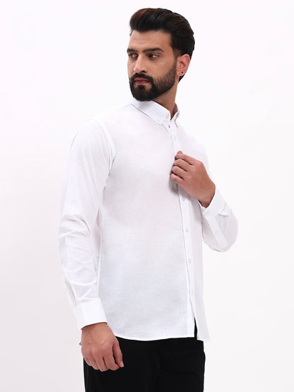 WHITE LINEN COTTON SHIRT