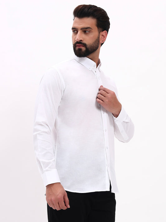 WHITE LINEN COTTON SHIRT