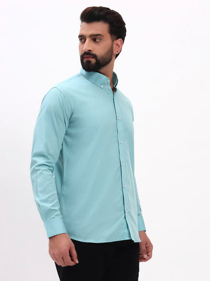 AQUA BLUE LINEN COTTON SHIRT
