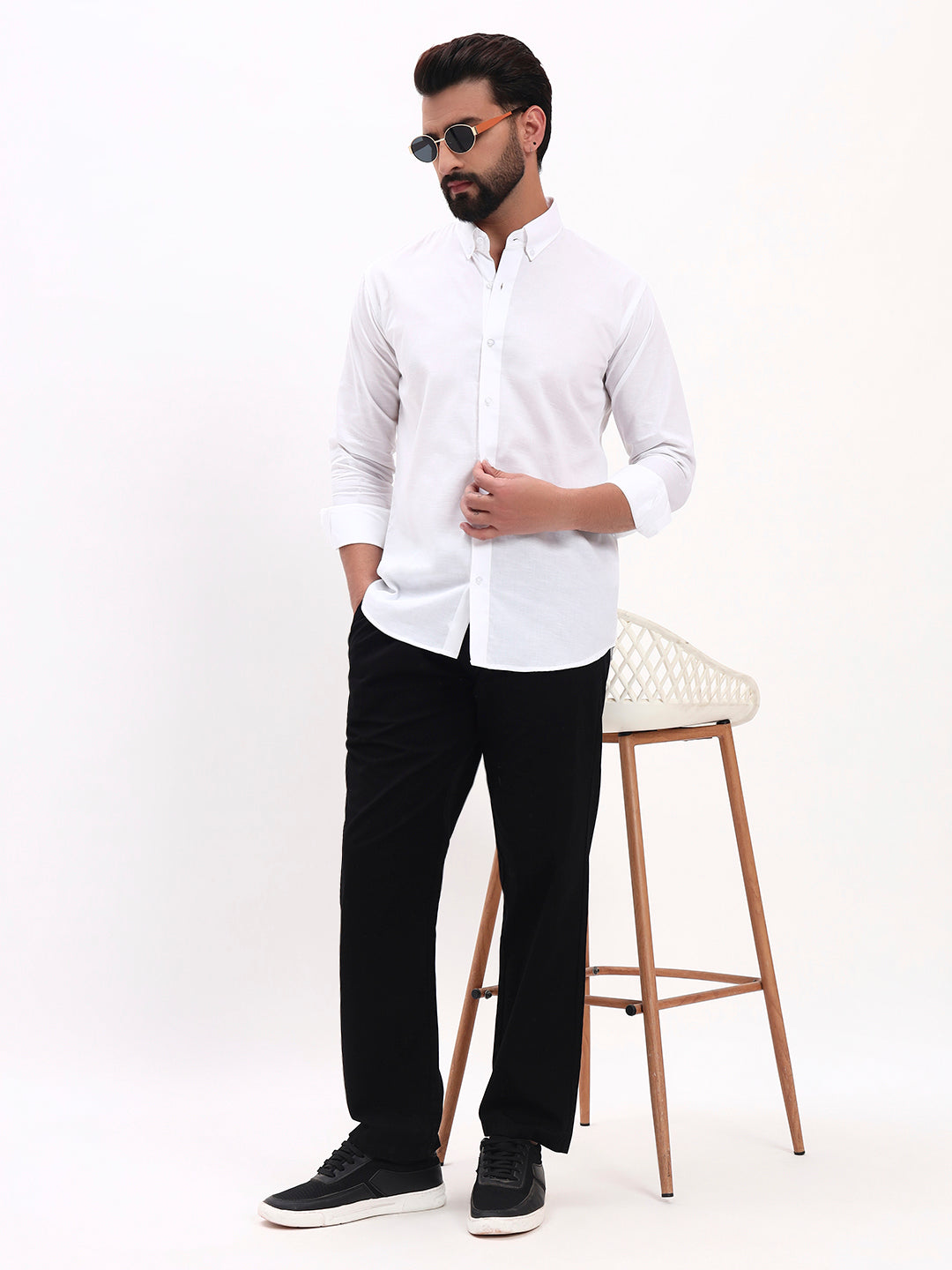 WHITE LINEN COTTON SHIRT
