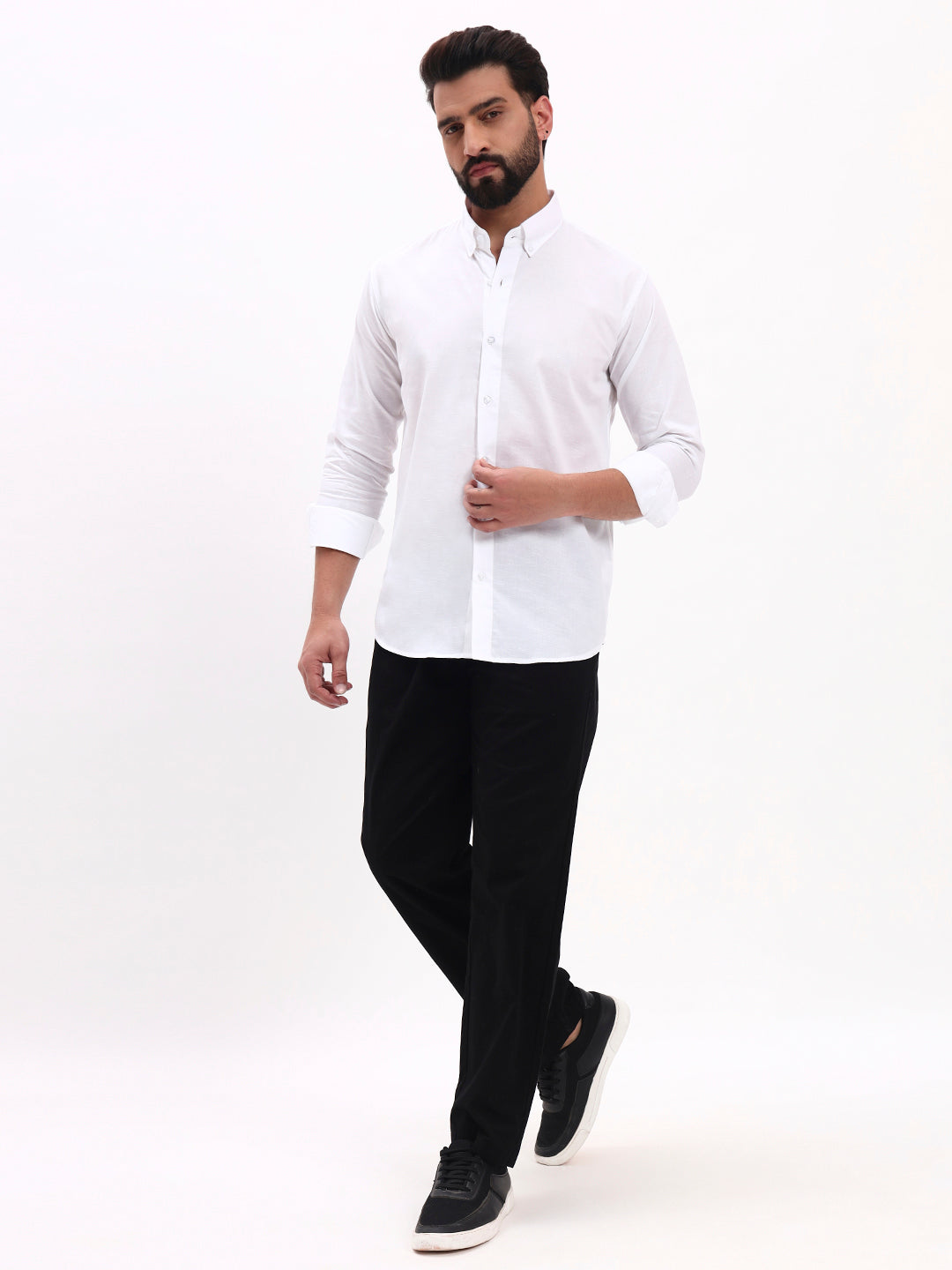 WHITE LINEN COTTON SHIRT