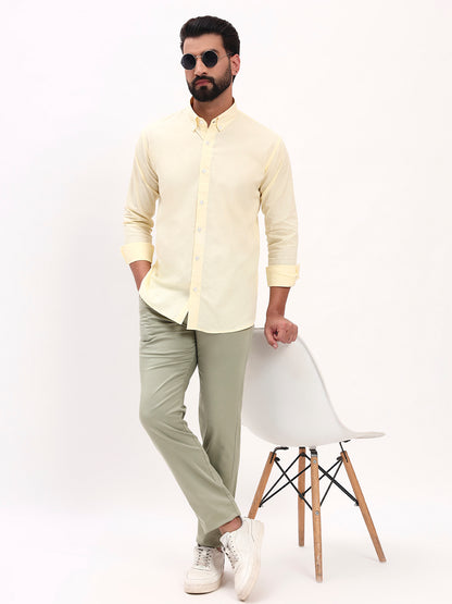 LIGHT YELLOW LINEN COTTON SHIRT