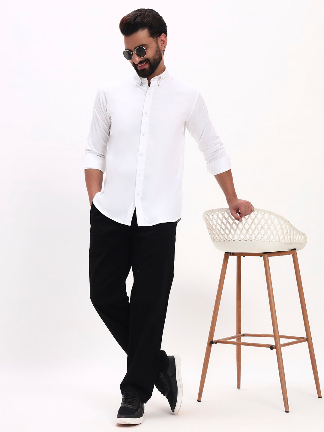 WHITE SATIN SHIRT