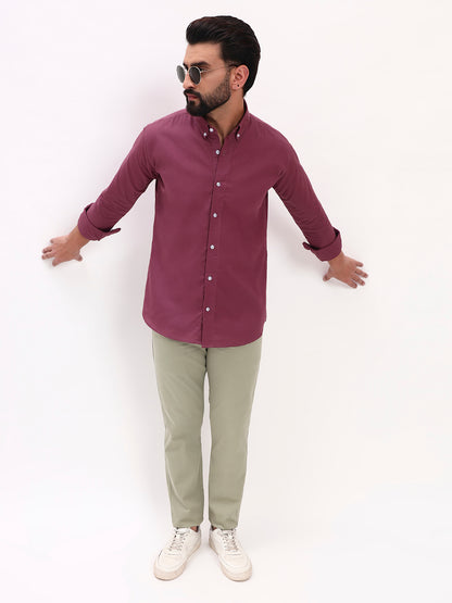 WINE LINEN COTTON SHIRT