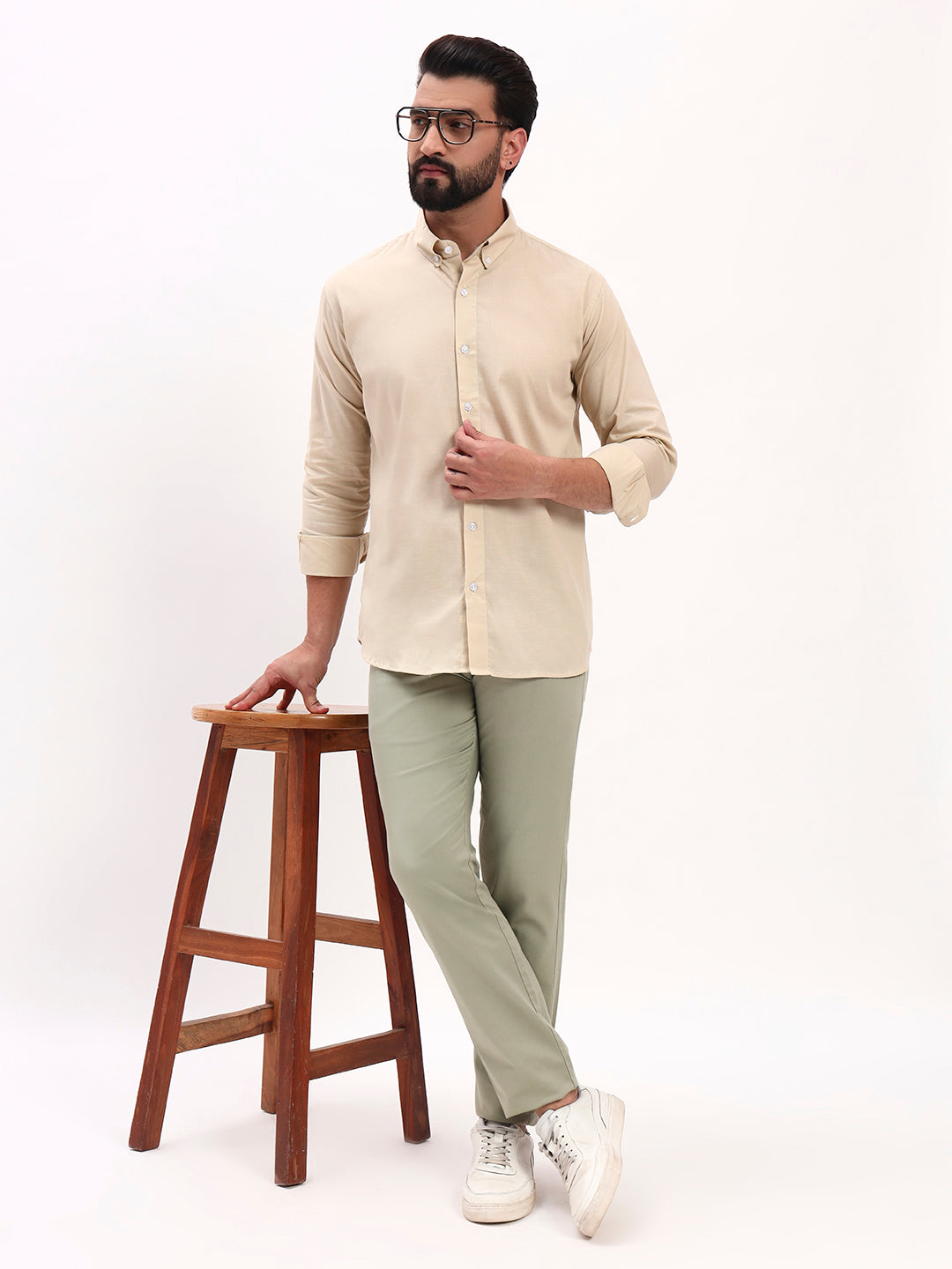 BEIGE LINEN COTTON SHIRT