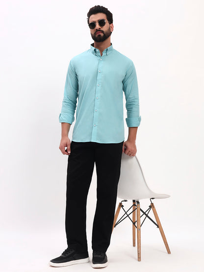 AQUA BLUE LINEN COTTON SHIRT