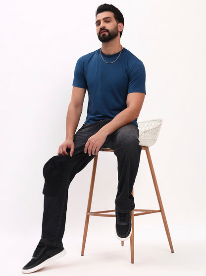 TEAL BLUE SOLID T-SHIRT
